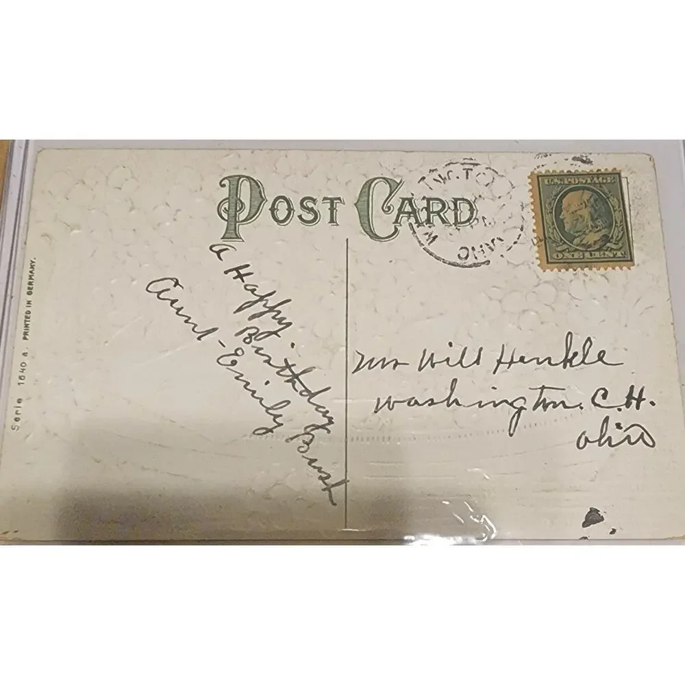 Lot Of Four Vintage Antique Embossed Postcards Flowers Birthday Boats